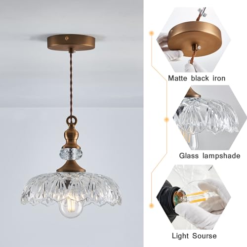 Vintage Glass Pendant Light Fixture 3 (3 Count)