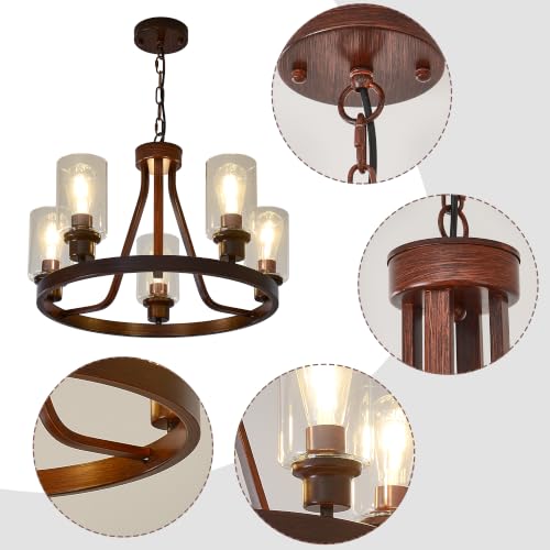 Farmhouse Faux Wood Chandelier (72 Count)