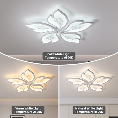 25.6" Flower Shaped Ceiling Light Dimmable Modern Ceiling Lamp Remote Control LED Lighting Fixture for Bedroom Dining Room Kitchen