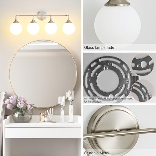Brushed Nickel Bathroom Light Fixtures Over Mirror Vanity 4