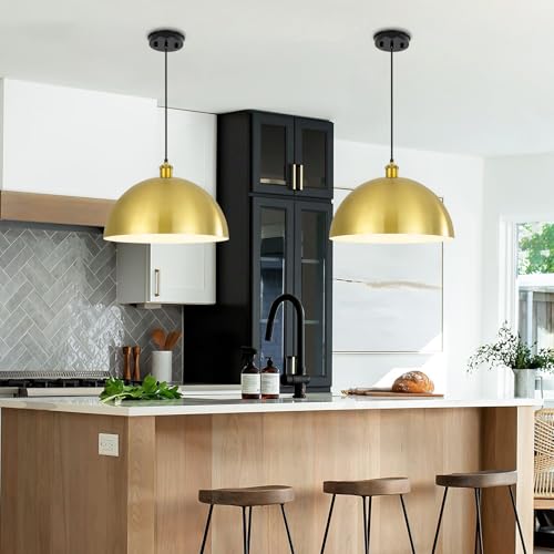 Large Brushed Gold Pendant Light
