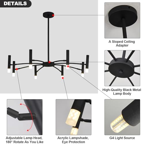 8 Light Black Sputnik Chandelier