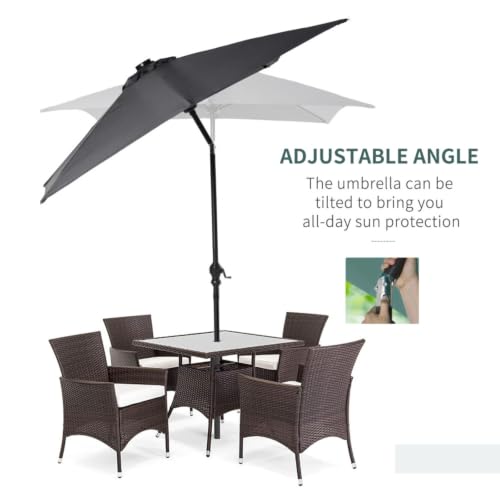 Dual Function Table Umbrella with Solar Rib Lights and Effortless Opening Crank for Backyard Meals