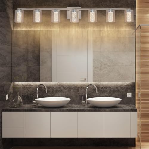 7 Light Brushed Nickel Vanity With 3 Color Modes (7 Count)
