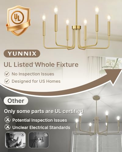 6 Light Gold Chandelier