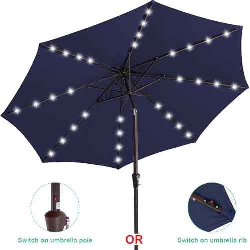 9' Patio Umbrella with Solar Lights