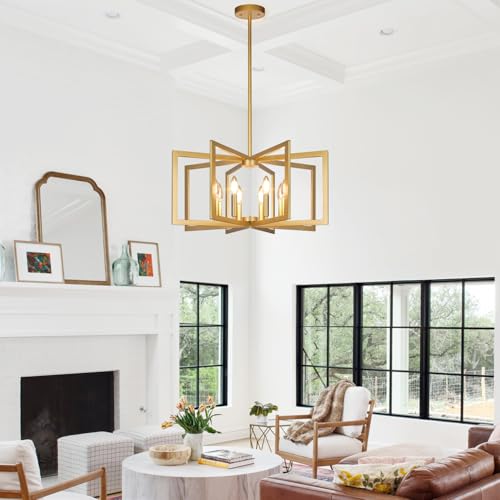 25" 61" Height Adjustable Modern Gold Chandelier for Dining Room