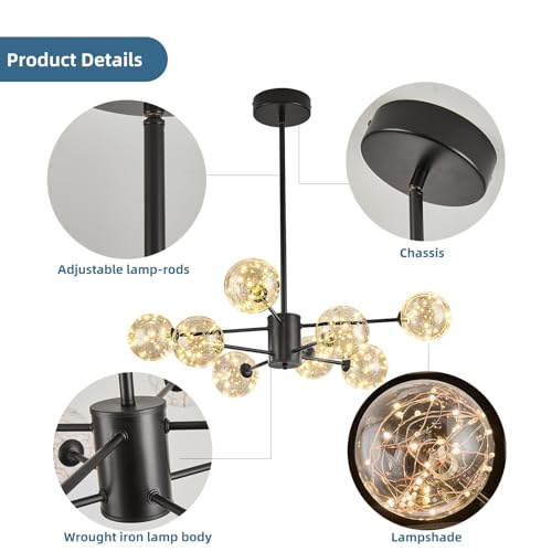 Modern Led Chandelier with Globe Glass