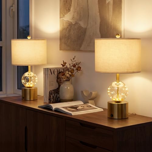 20.5" Small Bedside Table Lamps for Bedroom Nightstands (2 Count)