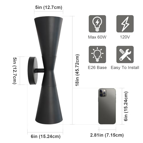 Modern Black Wall Sconces Set of 2 (2 Count)