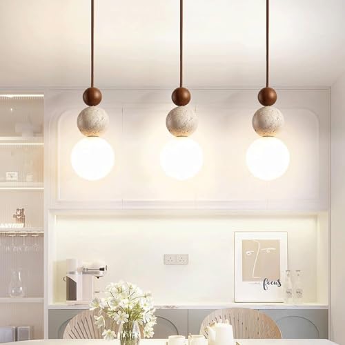 Modern Indoor Pendant Light Natural Stone Spherical Hanging Light Frosted White Glass Suspension Pendant Lamp for Bedside Restaurant Kitchen Island Aisle Bar Club Chandelier