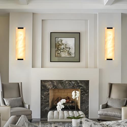 19.2in Alabaster Wall Sconces Set of Two (2 Count)