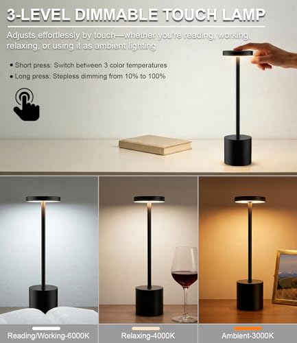 Black Cordless Table Lamp