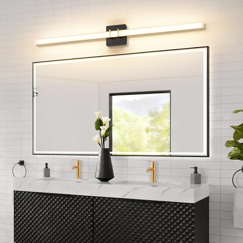 Modern Black and Brass Vanity Light Bar 40 Inch
