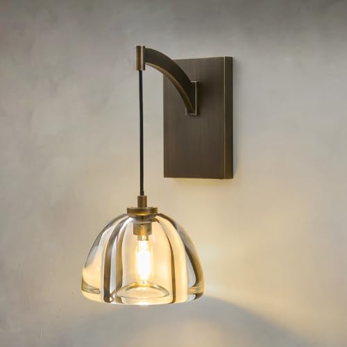 Crystal Brass Dome Wall Sconce