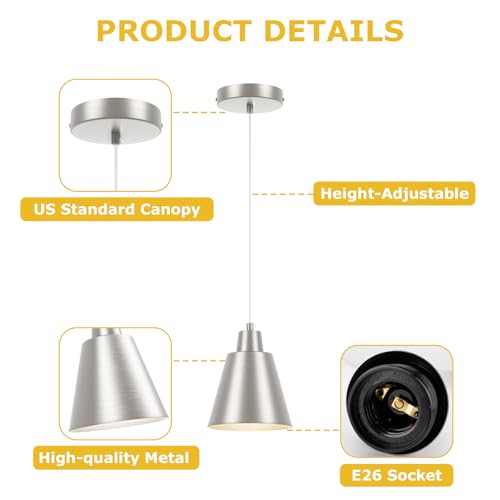 Brushed Nickel Pendant Light Kitchen Island (3 Count)