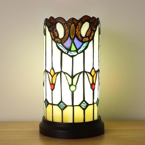 Tiffany Style Table Lamp For Bedroom Blue Dragonfly Stained Glass Nightstand Bedside Night Lamp Party Light Hand (2 Count)