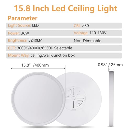 6PK 15.8 Inch Led Ceiling Light Flush Mount (6 Count)