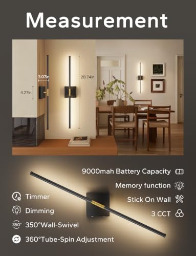 Peel and Stick Wall Sconces Battery Operated Set of 2 (2 Count)