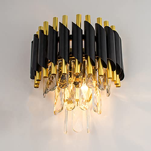 Black and Gold Crystal Wall Sconce