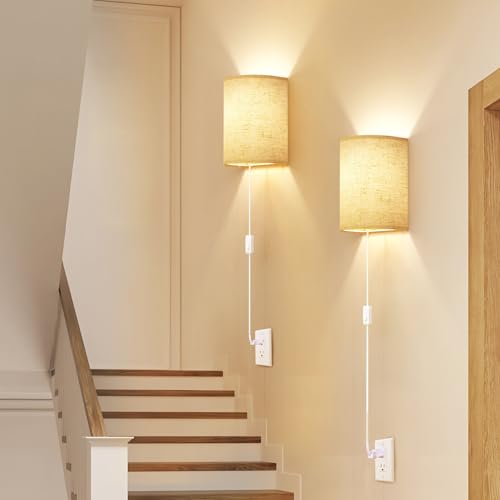 Plug in Wall Sconces Set of Two Wall Lights with On (2 Count)