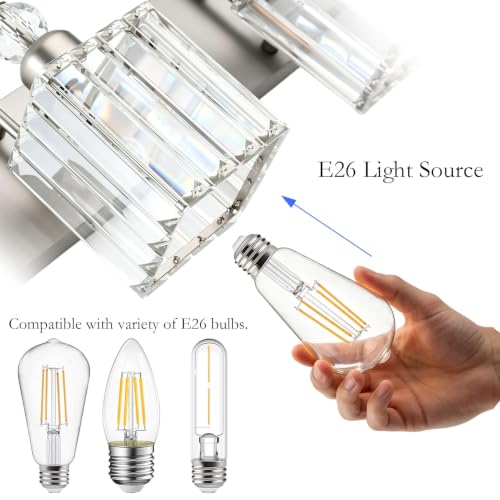 Crystal Vanity Light for Bathroom Brushed Nickel Modern 6 Light Bathroom Lighting Fixtures Over Mirror