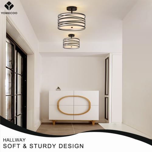 12.2" Black Semi Flush Mount Ceiling Light