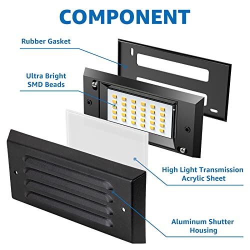 6" Low Voltage Step Lights Outdoor 5W 3000K Black Aluminum 12 (12 Count)