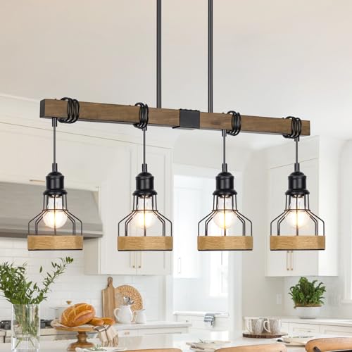 Kitchen Island Lighting Dining Room Light Fixture Rustic Wood