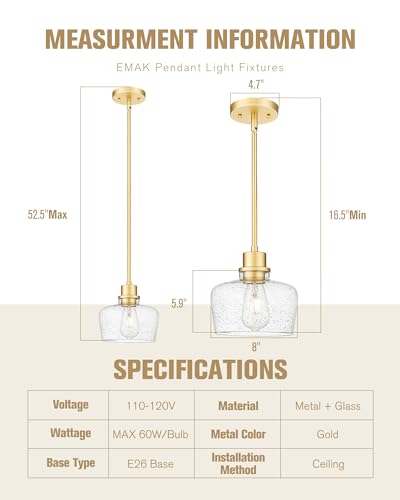 8 Inch Gold Pendant Light Fixtures