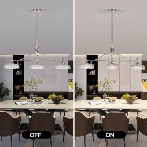 Chandeliers Light Pendant Light Fixture Modern Pendant Lighting Fixtures 3 Lights Chandelier Brushed Nickel Hanging Light Kitchen Glass Pendant Lights for Island Dining Room Living Room