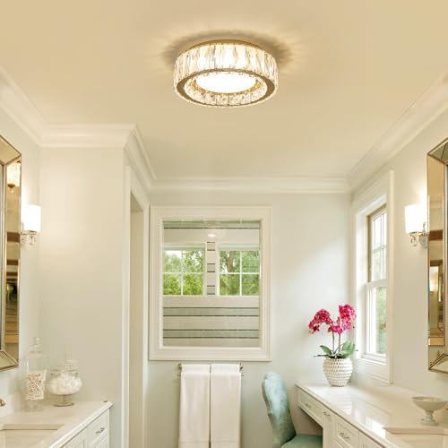 11 Inch Dimmable Luxury Crystal LED Flush Mount Ceiling Light