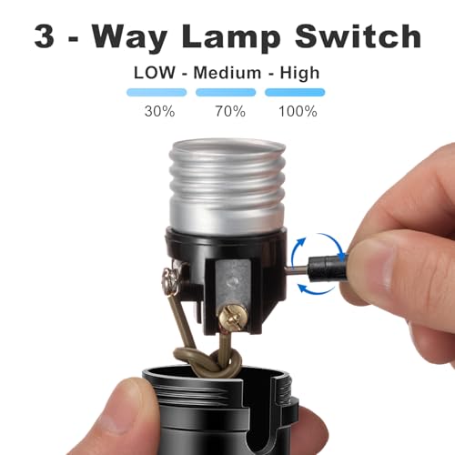 3 Way Light Socket with Lamp Shade Ring