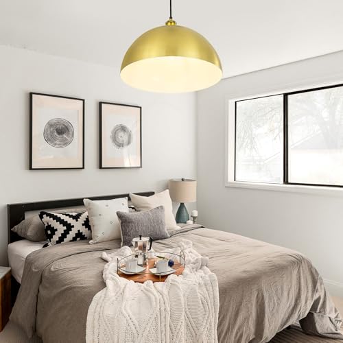 Large Brushed Gold Pendant Light