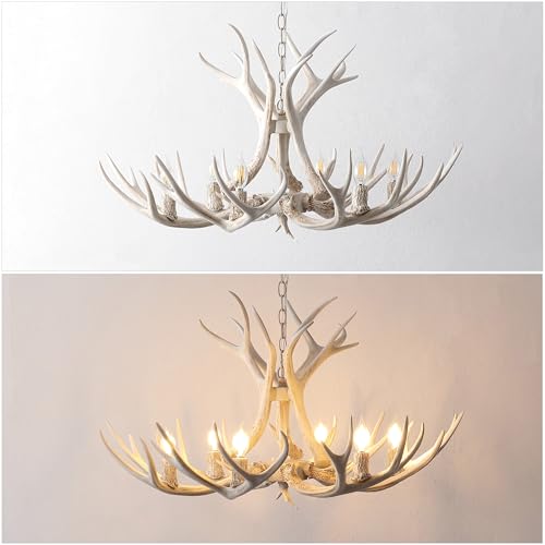 Eldora 6 Light Resin Antler Chandelier 33"