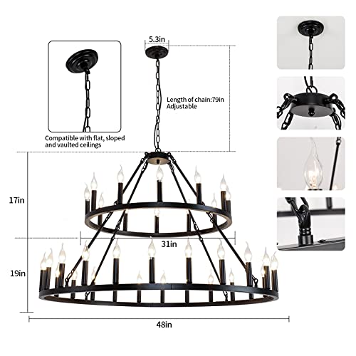 Wagon Wheel Chandelier 2 Tier 36