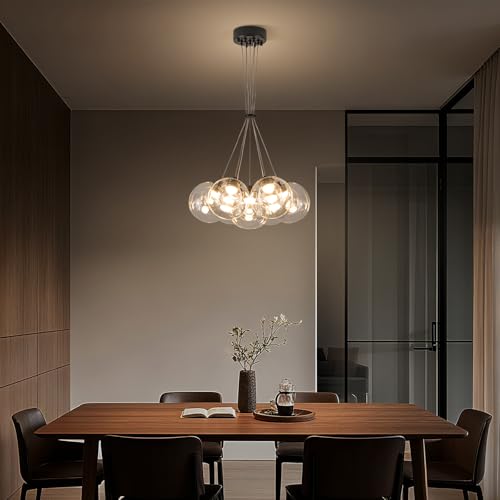 Modern Sputnik Chandeliers 7 Lights Clear Bubble Glass Chandelier Lighting