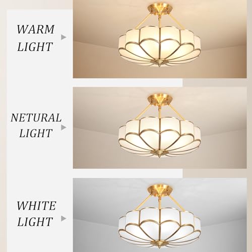 24 Inch Brass Semi Flush Chandelier
