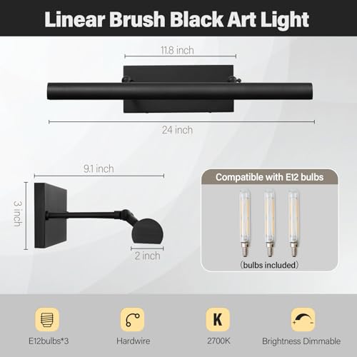 Black Art Picture Frame Wall Light