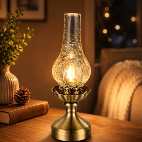 Vintage Brass Table Lamp with Clear Glass Shade