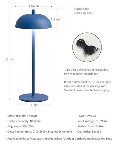12" Cordless Table Lamps Set of 2 (2 Count)