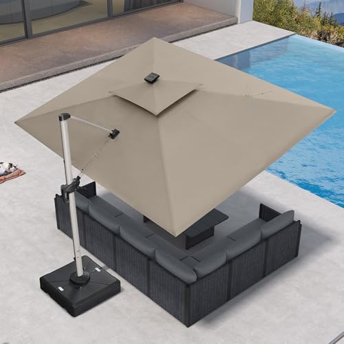 Cantilever Umbrella 9' X 12' Double Top LED Light
