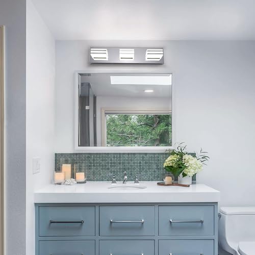 LED Vanity Lights 20in Bathroom Lights Fixtures over Mirror 3 Light LED Lighting Fixture for Bathroom 18W Mirror Lighting Fixture Modern Bath Light Bar Chrome Bath Lamps 6000K Vanity Wall Scone