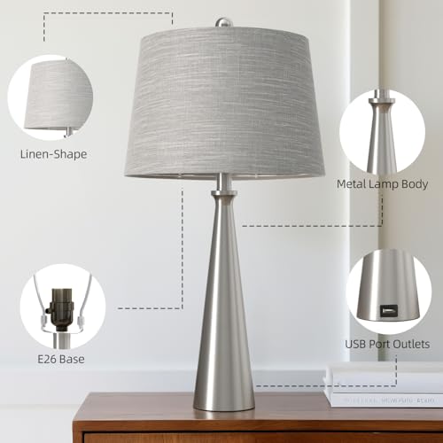 25.75" Modern Table Lamp for Bedroom Set of 2 (2 Count)