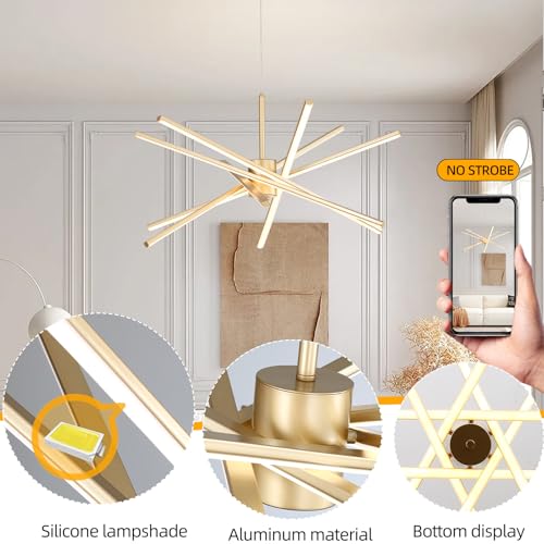 33 inches Modern Sputnik Chandelier 90W LED Chandeliers with Remote 3000