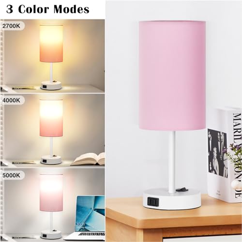 13.8'' Pink Small Table Lamp Set of 2 for Bedroom Bedside (2 Count)
