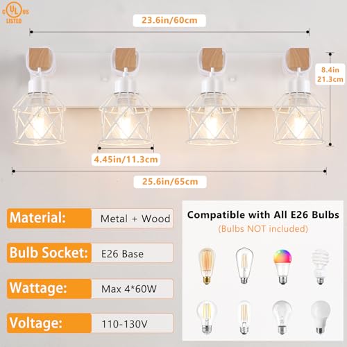 4 Light Farmhouse Vanity Lights for Bathroom