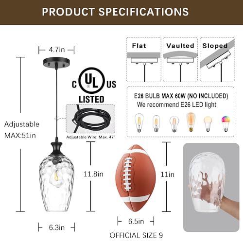 Glass Pendant Lights Kitchen Island (2 Count)