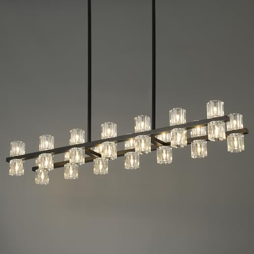 28 Light L46" Extra Large Rectangle Black Crystal Dining Room Chandelier