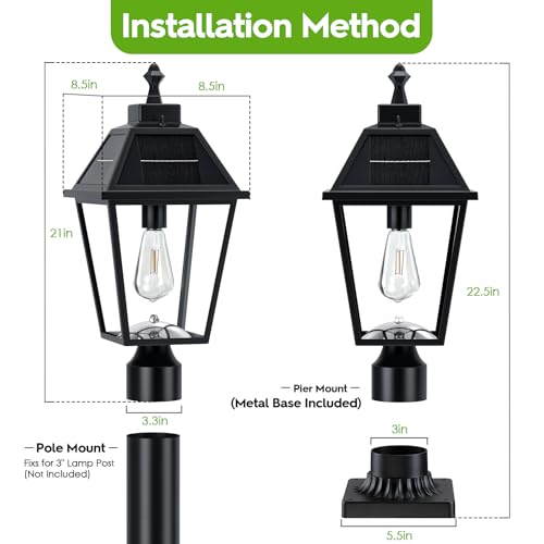 22.5" Large Solar Lamp Post Light